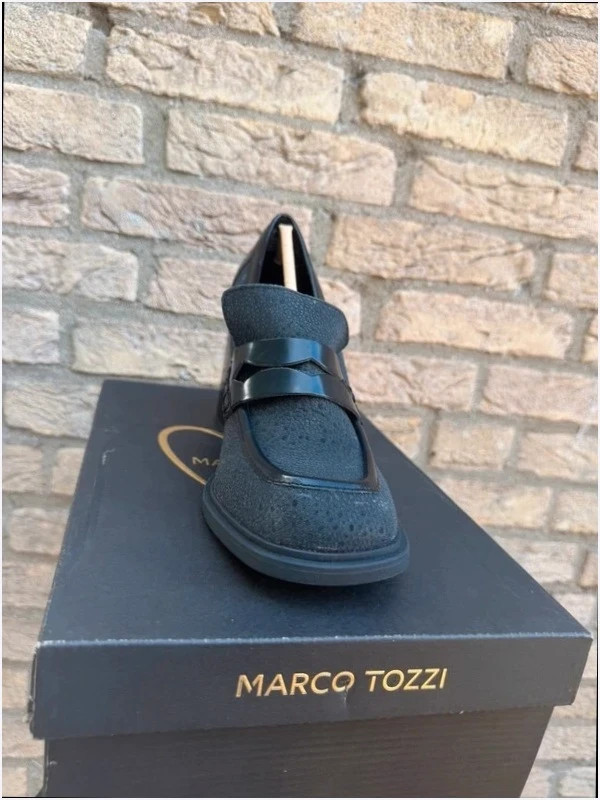 Marco Tozzi Black Heeled Loafers