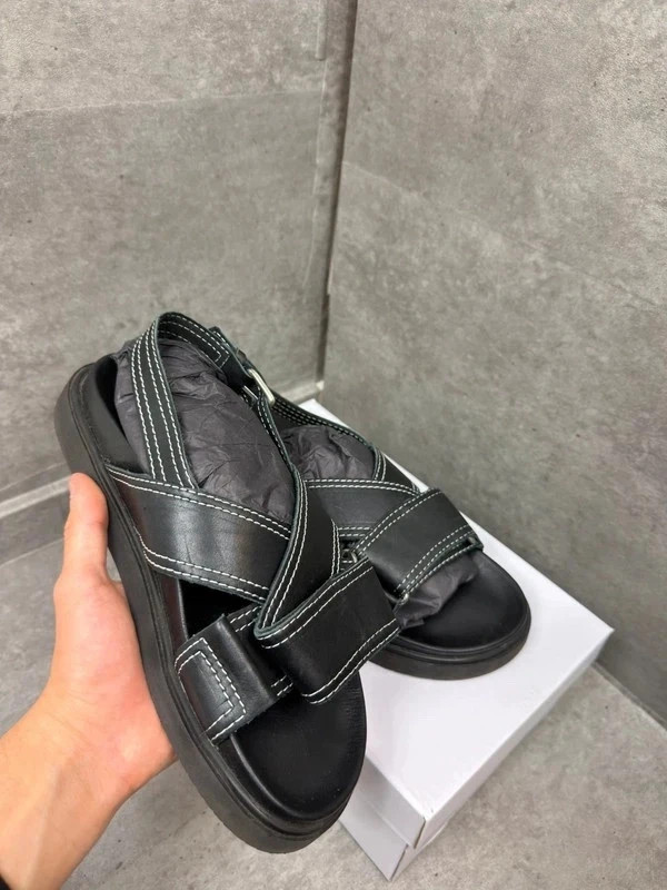 Pavement Lava Leather Platform Sandals Contrast Stitch