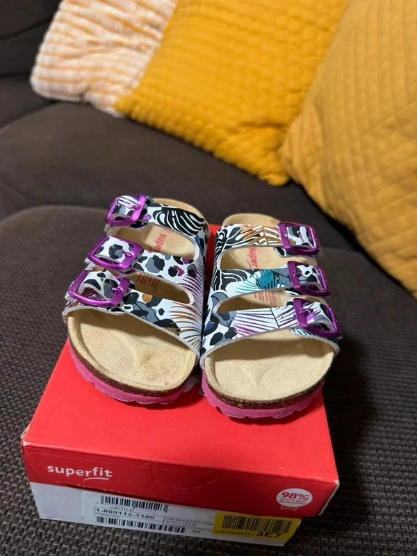 Superfit Girls Leather Sandals Floral Pink
