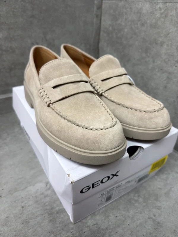Geox Spherica EC1 Suede Penny Loafers Sand