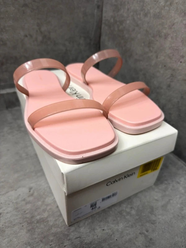 Calvin Klein Jelly Double Strap Slides Pink Peach