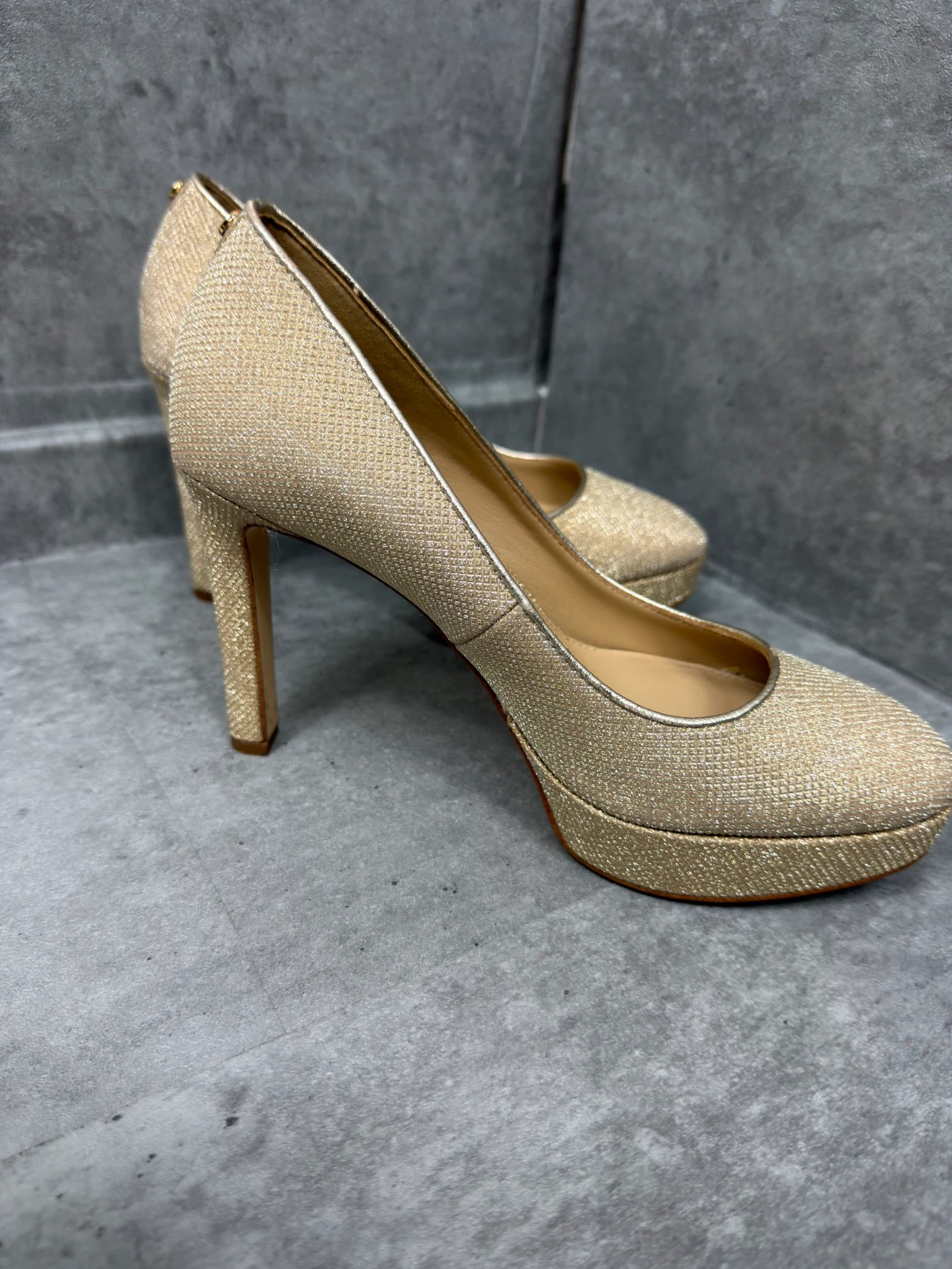 Michael Kors Gold Glitter Platform Heels